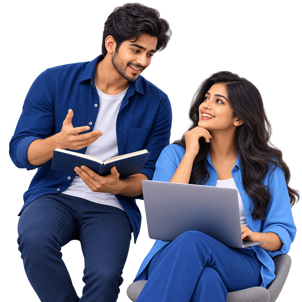 Original illustration of an Indian business owner speaking with a technology consultant