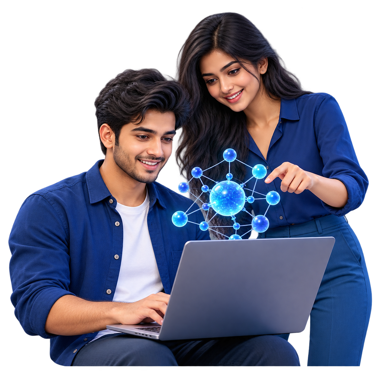 Original illustration of Indian professionals providing ai consulting