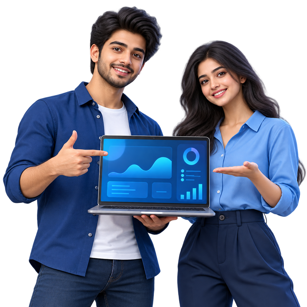 Original illustration of Indian engineers collaborating on digital products