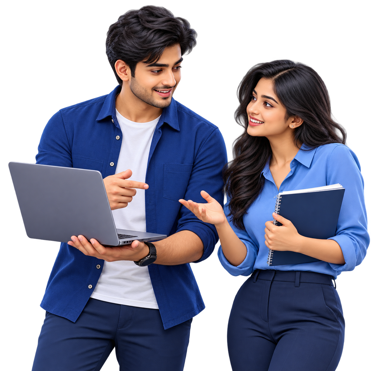 Original illustration of an Indian business owner speaking with a technology consultant